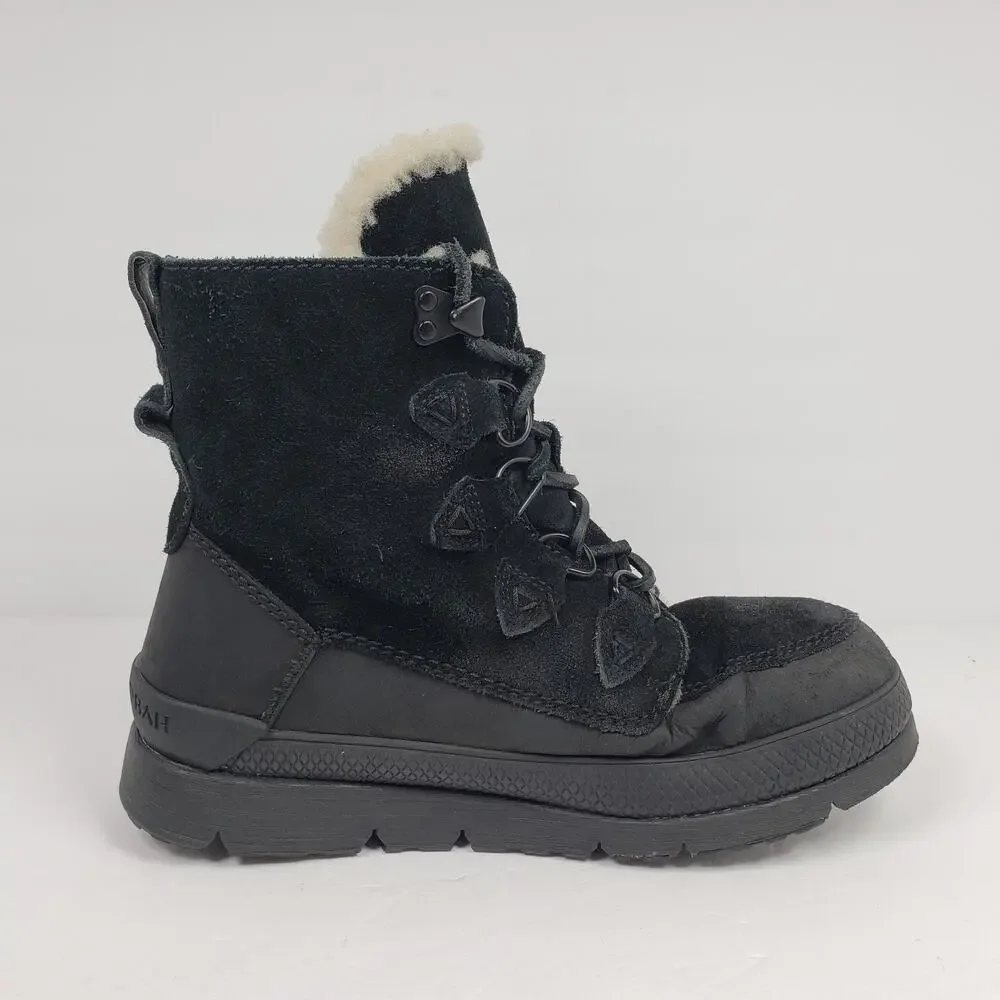 Manitobah Mukluks Mesa Mens Size 8 Black Suede Fur Inside Winter Snow Boots